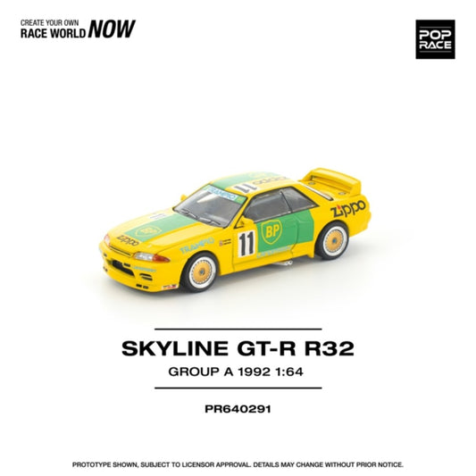 PRE ORDER STOCKS DUE DECEMBER 2025 / JANUARY 2026 1:64 POP RACE PR640291 NISSAN SKYLINE GT-R R32 GROUP A 1992