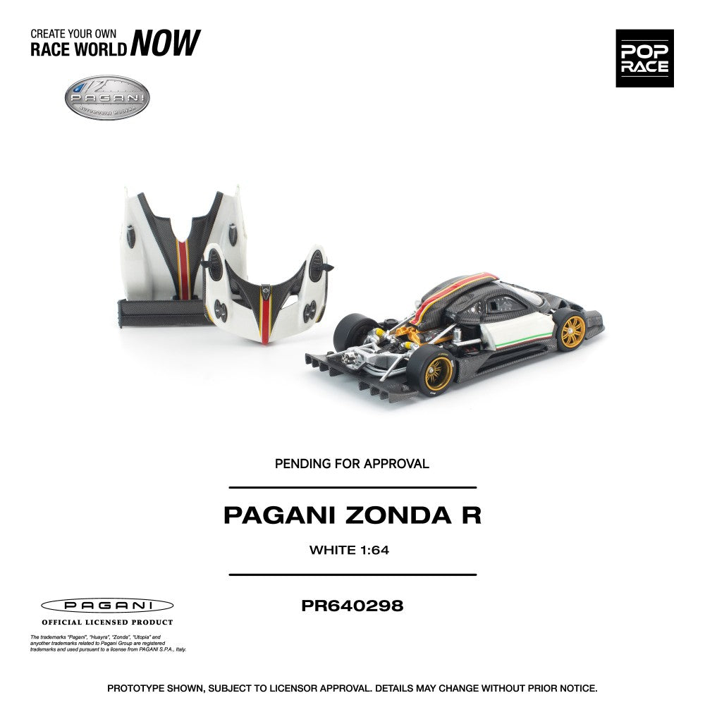 Pre-Order – Pagani Zonda R White 1:64 Pop Race Model Car (PR640298) Stocks Due Oct / Nov 2026