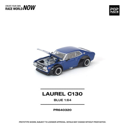 Pre-Order - 1:64 Pop Race Datsun Laurel C 130 Blue PR640320 Stocks Due Oct / Nov 2026