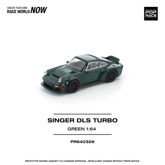PRE ORDER STOCKS DUE NOVEMBER / DECEMBER 2025 1:64 POP RACE PR640326 SINGER DLS TURBO (ROAD) - GREEN