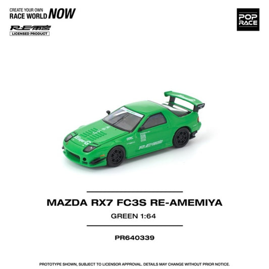 Pre-Order - 1:64 POP RACE Mazda RX7 (FC3S) Re-Amemiya Green PR640339 Stocks Due Aug / Sept 2026