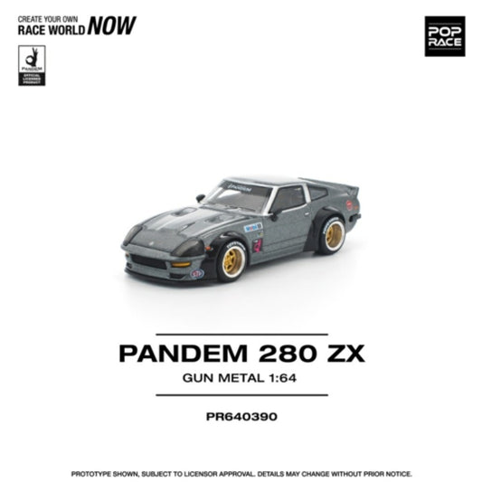 Pre-Order - 1:64 POP RACE Pandem 280ZX Gun Metal PR640390 Stocks Due Apr / May 2026