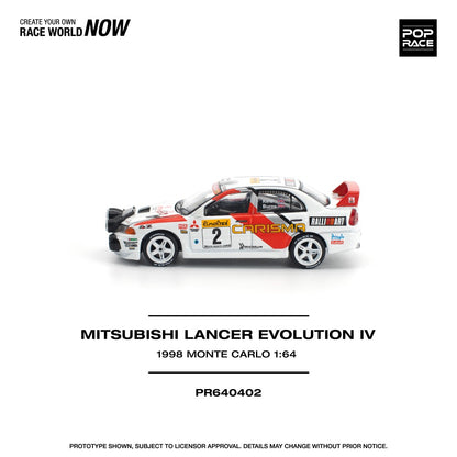 Pre-Order – Mitsubishi Lancer Evolution IV 1998 Monte Carlo Rally 1:64 Pop Race Model Car (PR640402) Stocks Due Jul / Aug 2026