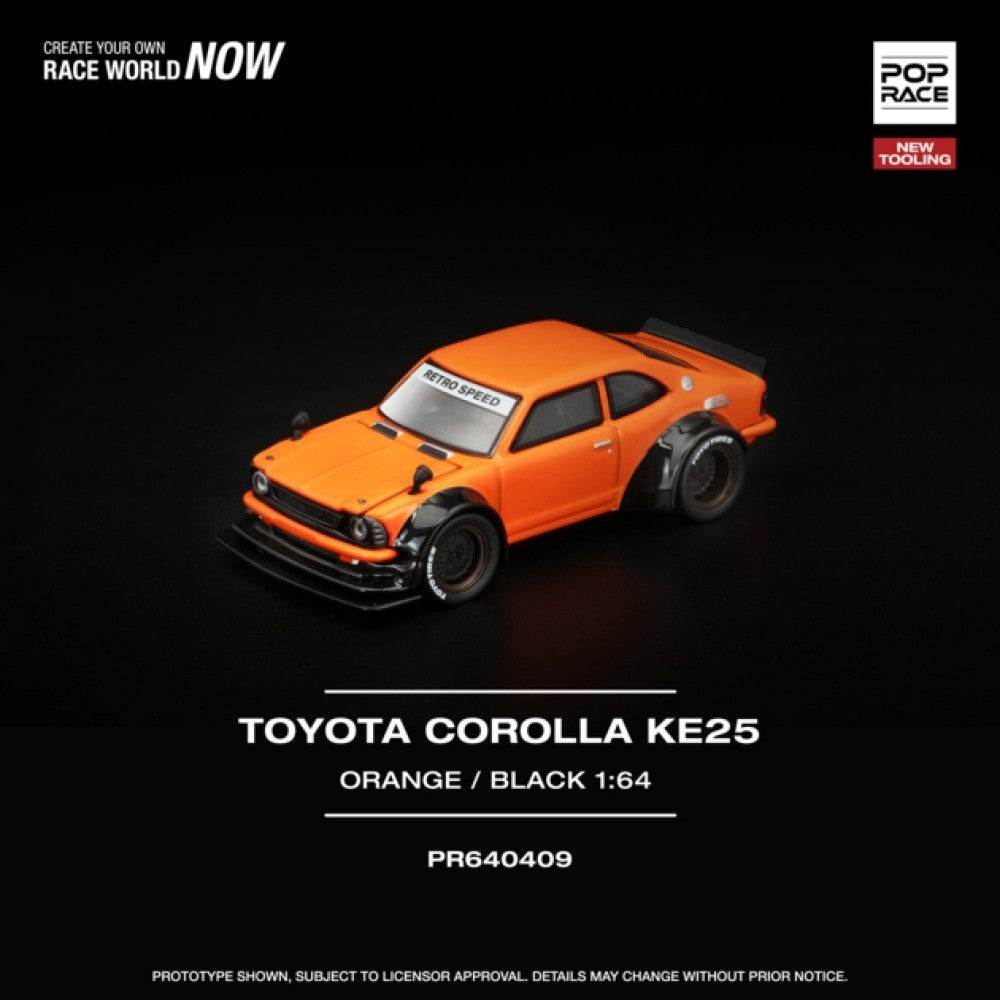 Pre-Order - 1:64 POP RACE Toyota Corolla KE25 Orange PR640409 Stocks Due Apr / May 2026