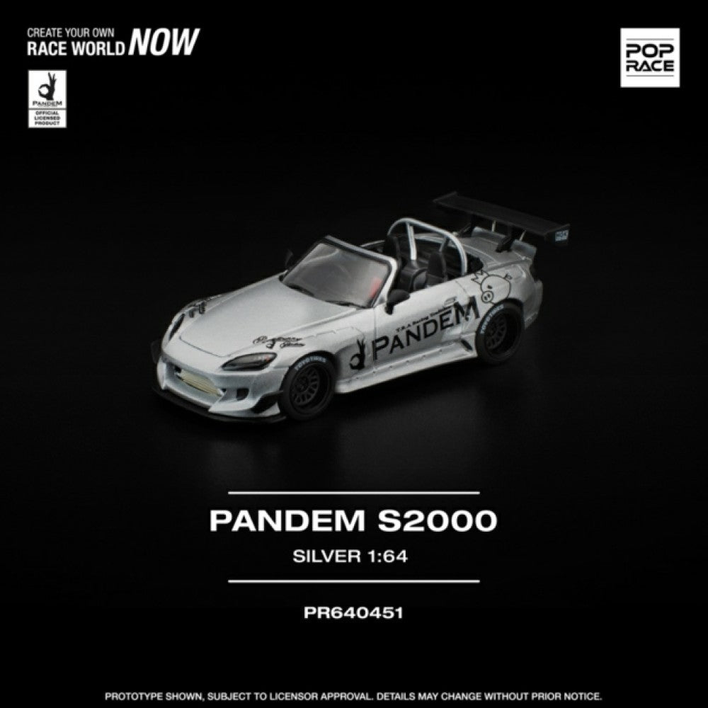 Pre-Order - 1:64 POP RACE Honda Pandem S2000 Silver (New Tooling) PR640451 Stocks Due Apr / May 2026