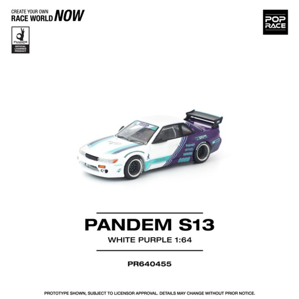 Pre-Order - 1:64 POP RACE Nissan Pandem S13 White Purple PR640455 Stocks Due Aug / Sept 2026