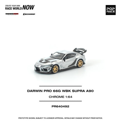 Pre-Order - 1:64 POP RACE Darwin Pro 66G WBK Toyota Supra A90 Silver Chrome PR640492 Stocks Due Sept / Oct