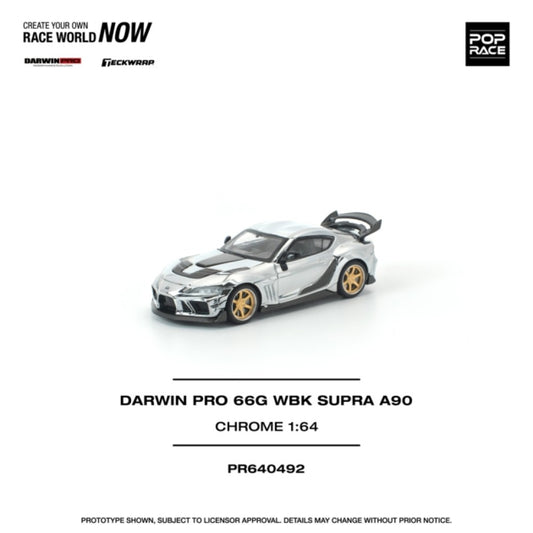 Pre-Order - 1:64 POP RACE Darwin Pro 66G WBK Toyota Supra A90 Silver Chrome PR640492 Stocks Due Sept / Oct