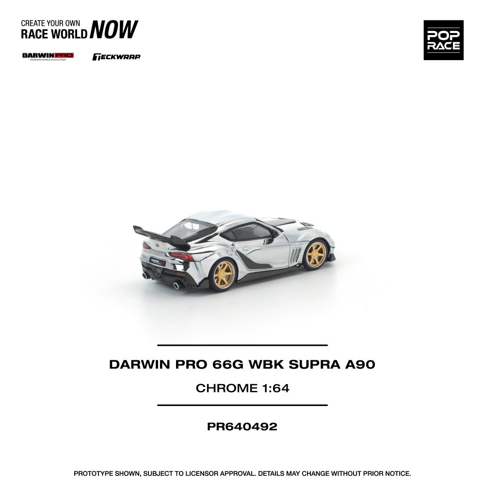 Pre-Order - 1:64 POP RACE Darwin Pro 66G WBK Toyota Supra A90 Silver Chrome PR640492 Stocks Due Sept / Oct