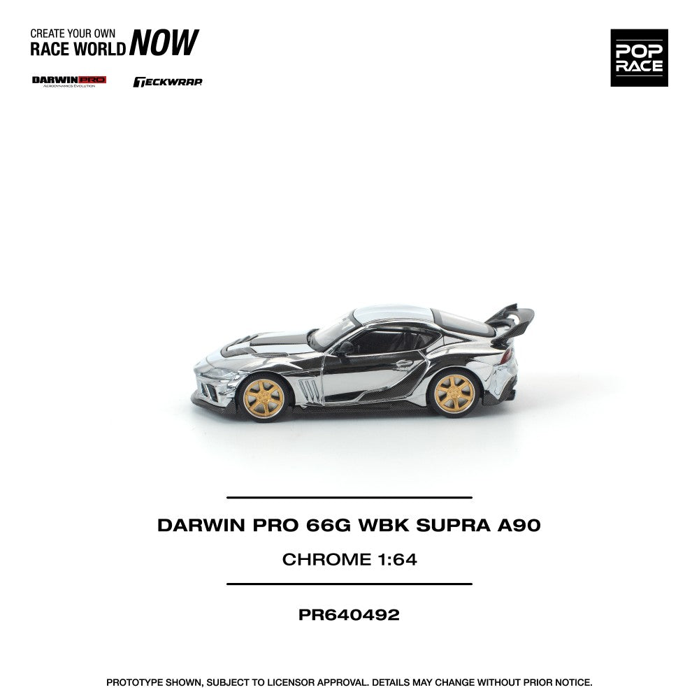 Pre-Order - 1:64 POP RACE Darwin Pro 66G WBK Toyota Supra A90 Silver Chrome PR640492 Stocks Due Sept / Oct