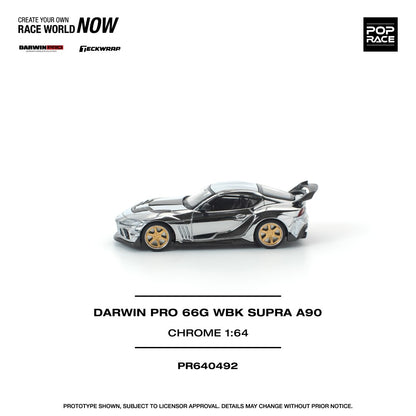 Pre-Order - 1:64 POP RACE Darwin Pro 66G WBK Toyota Supra A90 Silver Chrome PR640492 Stocks Due Sept / Oct