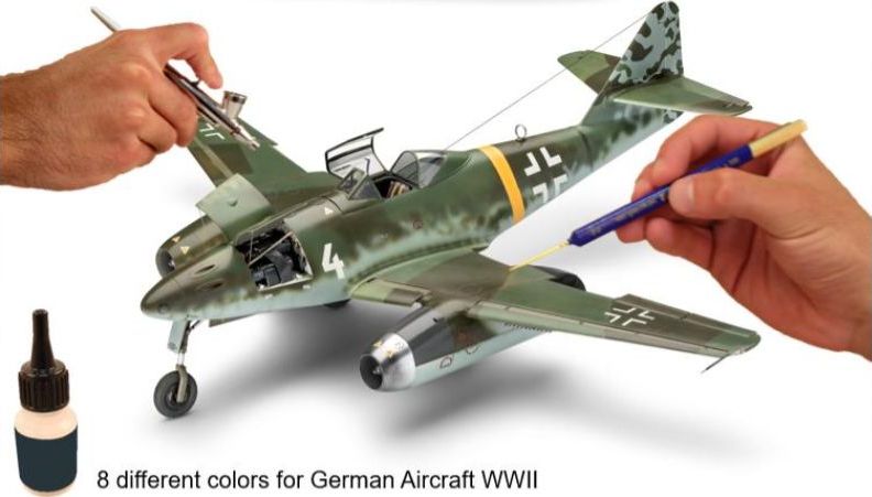 Available to Order – Model Color Set German Aircraft WWII 'Airbrush Ready' (8 x 17ml Acrylic Paints) (REV 36200)
