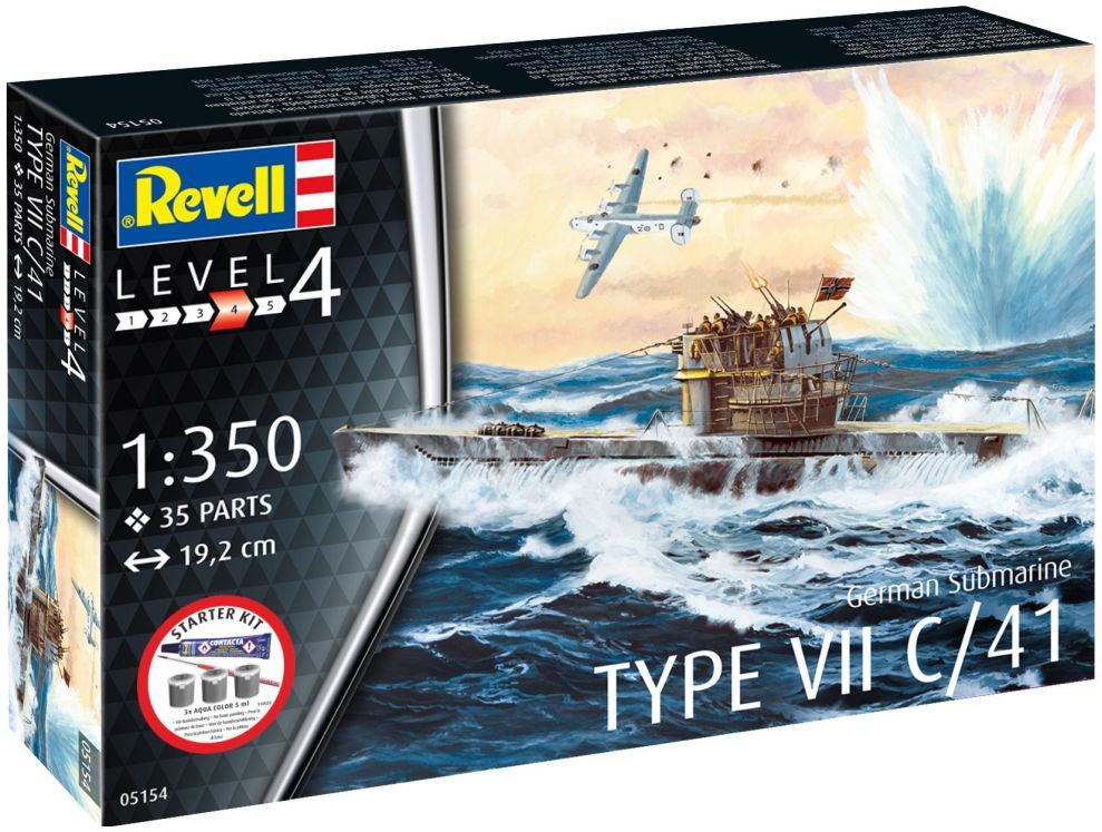 German Submarine Type VII C/41 Starter Kit 1:350 Revell Model