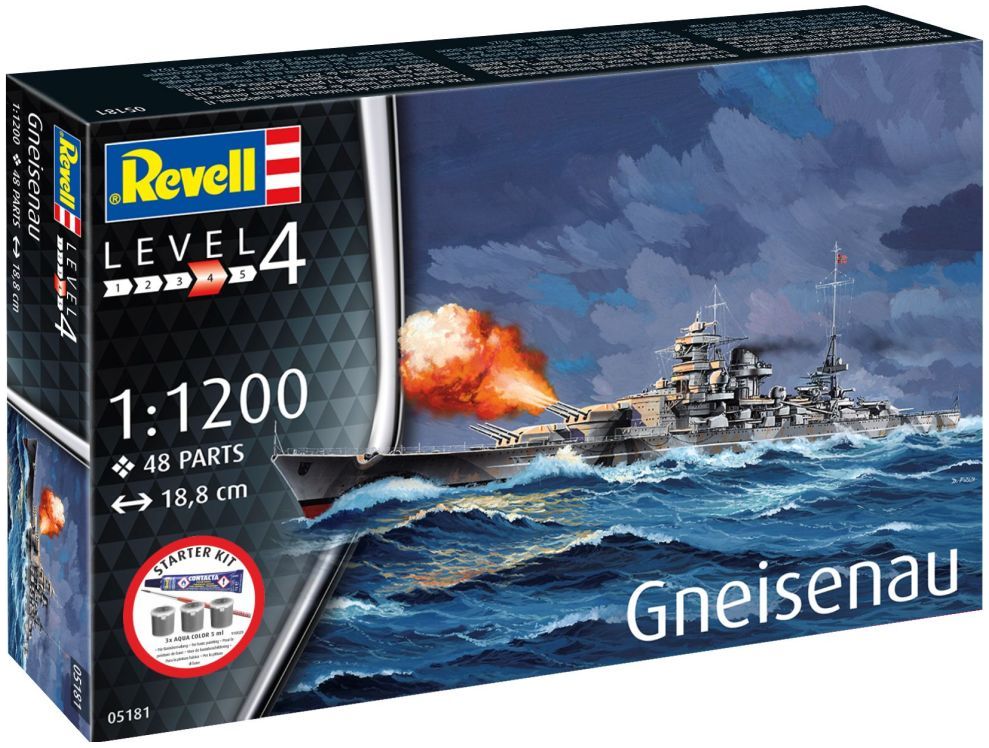 Battleship Gneisenau Starter Kit 1:1200 Revell Model