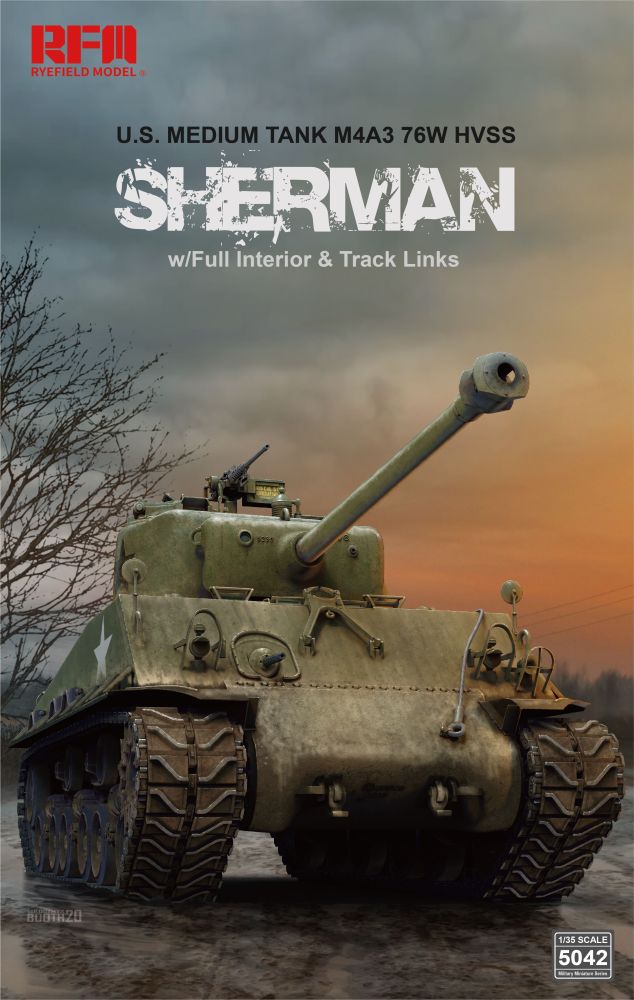 Available To Order – M4A3 76W HVSS Sherman Workable Track Links + Interior Detail 1:35 Rye Field Model (RMF 5042)