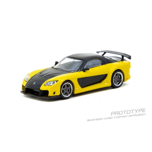 Available to Order – 1:64 Tarmac Mazda RX-7 VeilSide FORTUNE7 Yellow/Black TCT64G075YE