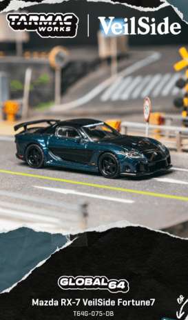 Pre-Order – 2026 Mazda RX-7 VeilSide Fortune Dark Blue/Black TCT64G075DB Stocks Due Nov / Dec 2026 1:64 Tarmac Works Diecast Model