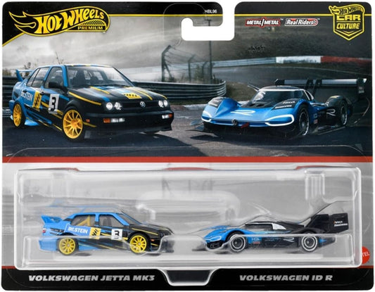 1/64 HOTWHEELS HRR83 PREMIUM TWIN PACK VOLKSWAGEN JETTA MK3 AND VOLKSWAGEN ID R