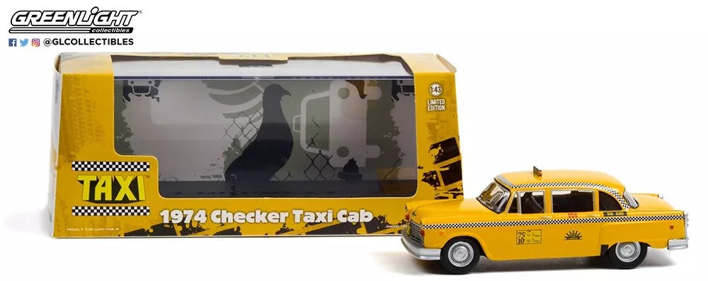 1:43 GREENLIGHT 86601 1974 CHECKER TAXI CAB YELLOW