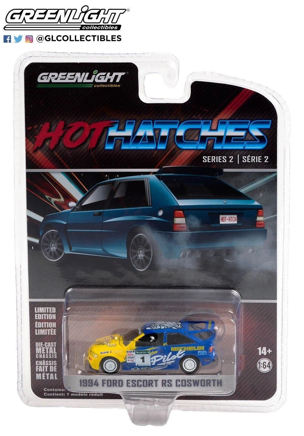 1994 Ford Escort RS Cosworth #1 Hot Hatches Series 2 1:64 GreenLight Model Car (63020-E)