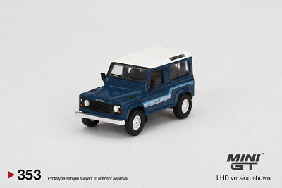 1/64 MINI GT MGT00353-R LAND ROVER DEFENDER 90 COUNTY WAGON STRATOS BLUE (RHD)