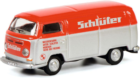 Available to Order – VW T2 Box Van 'Schluter' Red/Silver 1:87 (SHU 26507)