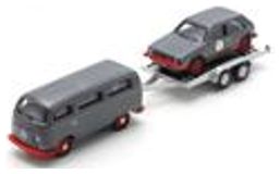 VW T2 Bus w/Trailer and VW Golf I GTI Grey 1:87 Schuco Model