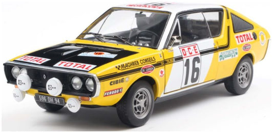 Available to Order – Renault 17 PH.1 Yellow #16 Prive/Tilbert Rallye Du Maroc 1976 1:18 (SOL 1803709)