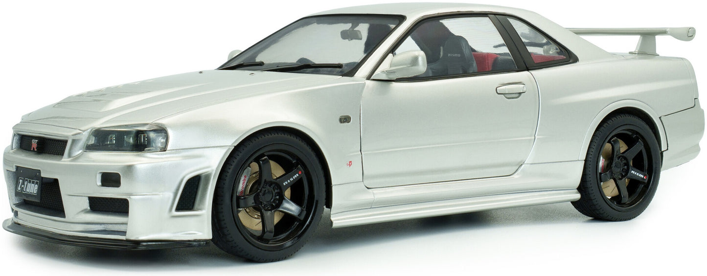 Available To Order – Nissan Skyline (R34) GT-R Z Tune Silver 1999 1:18 Solido Model (SOL 1804312)