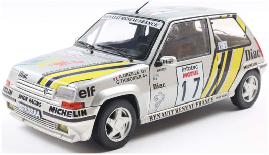 Available to Order – Renault 5 GT Turbo MK2 Silver #17 A.Oreille Tour De Corse 1989 1:18 (SOL 1810005)