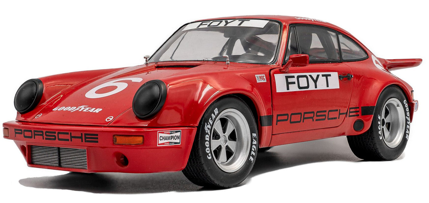 Available to Order – Porsche 911 IROC Red #6 Foyt IROC Daytona 1974 1:18 (SOL 1810704)