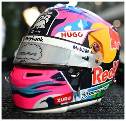 Available To Order – Visa Cash App RB F1 Liam Lawson Helmet Singapore GP 2025 1:5 Spark Model (SPA 5HF225)