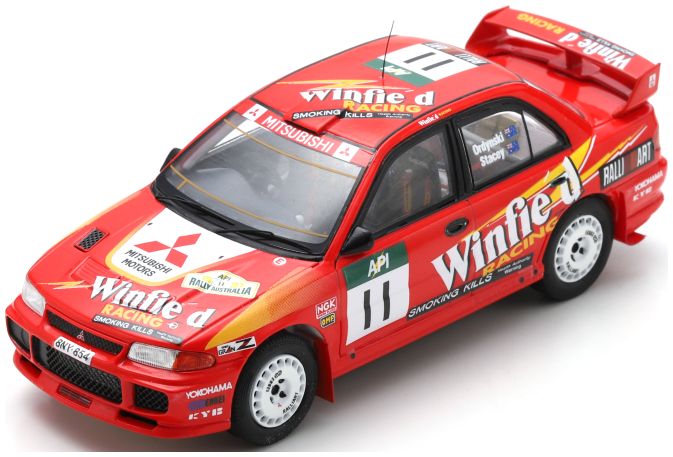 Available To Order – Mitsubishi Lancer Evolution III #11 6th Rally API Australia 1997 E. Ordynski 1:43 Spark Model (SPA S6516)