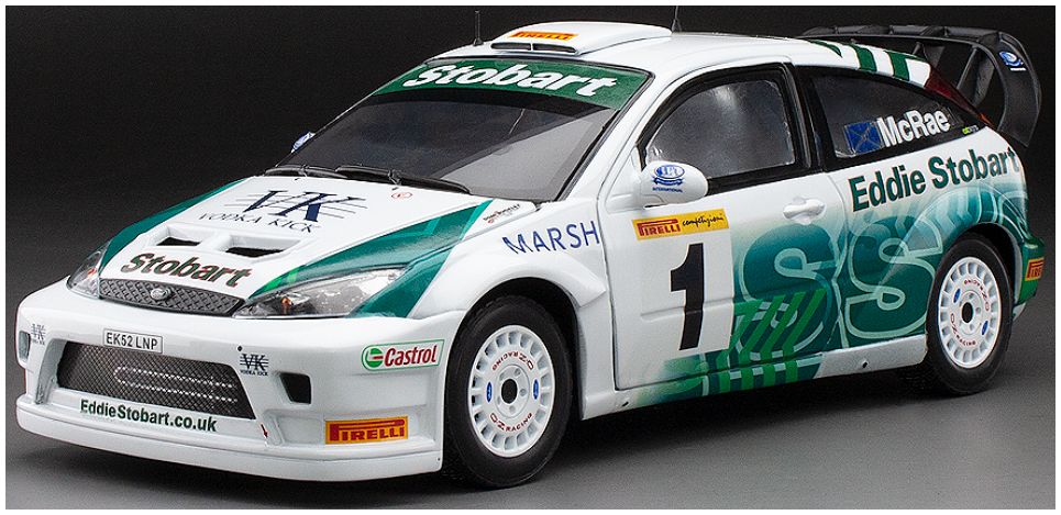 Available To Order – Ford Focus RS WRC '03 #1 Colin McRae Pirelli Int Rally 2005 (Limited 1999pcs) 1:18 (SUN H3912)