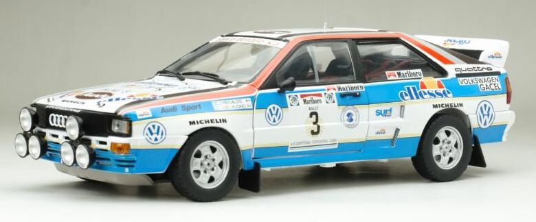 Available To Order – Audi Quattro A2 #3 Jorge Recalde/Jorge Del Buono 3rd Marlboro Rally Argentina YPF '84 1:18 (SUN H4254)