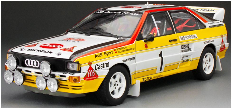 Available To Order – Audi Quattro A2 #1 W.Rohrl/C.Geistdorfer Rallye Monte Carlo 1984 (999pcs) 1:18 (SUN H4258)