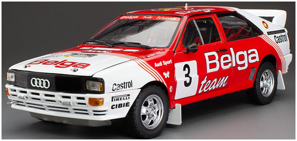 Available To Order – Audi Quattro A1 #3 M.Duez/W.Lux Lotto Haspengourwrally 1983 (999pcs) 1:18 (SUN H4259)