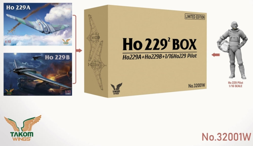 German Air Force Ho 229 Double Box LE Ho 229A & Ho 229B + 1:16 Figure 1:32 Takom Model