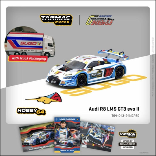 Available to Order – Audi R8 Lms GT3 Evo Ii Macau Gt Cup Fia Gt World Cup 2024 Uno Racing James Yu (car and Trading Card Set) 1:64 Tarmac Works Model (TCT6404324MGP30)