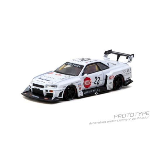 Pre-Order – LB-ER34 Super Silhouette Nissan Skyline White TCT64104WH Stocks Due Dec 2026 / Jan 2027 1:64 Tarmac Works Diecast Model Stocks Due Dec 2026