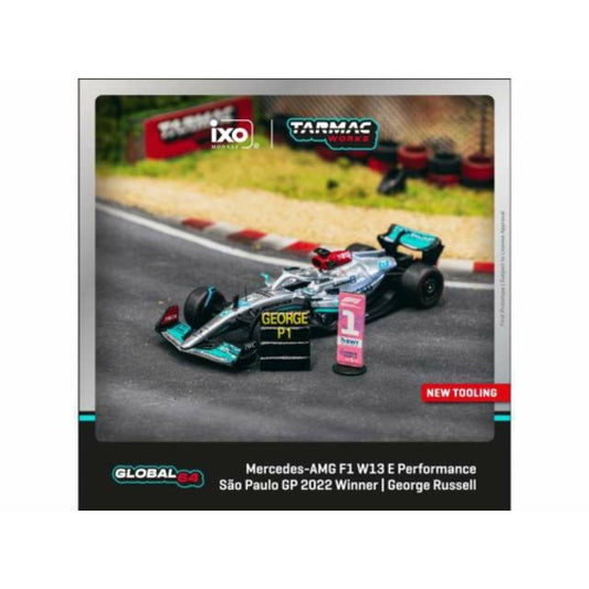 THIS ITEM IS AVAILABLE TO ORDER FROM OUR SUPPLIER - 1:64 TARMAC TCT64GF044GR1 2022 MERCEDES BENZ AMG F1 W13 E PERFORMANCE NO.63 GEORGE RUSSELL WINNER SAO PAULO GRAND PRIX, BLACK/SILVER