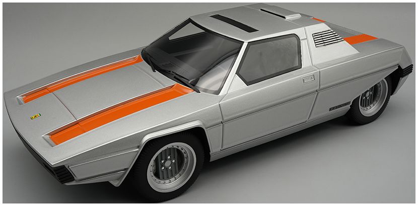 Available To Order – Ferrari 308 GT Bertone Rainbow 1976 Silver Metallic/Orange Bertone 1st Maquette 1:18 (TEC 18180F)
