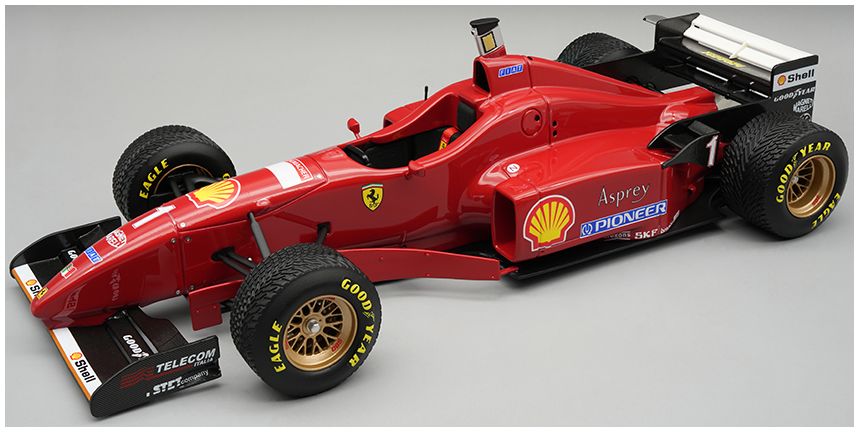 Available To Order – Ferrari F310 1996 Spain GP #1 Michael Schumacher (w/Rain Tyres) 1:18 Tecnomodels Mythos Model (TEC 18387A)