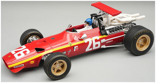 Available To Order – Ferrari 312 F1/68 French GP 1968 #26 Jacky Ickx w/Driver Figure 1:18 Tecnomodels Mythos Model (TEC D18317A)