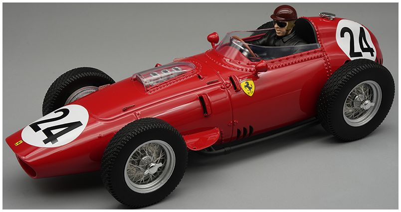 Available To Order – Ferrari 246/256 Dino Winner Reims GP 1959 #24 Tony Brooks w/Driver 1:18 Tecnomodels Mythos Model (TEC D18325B)