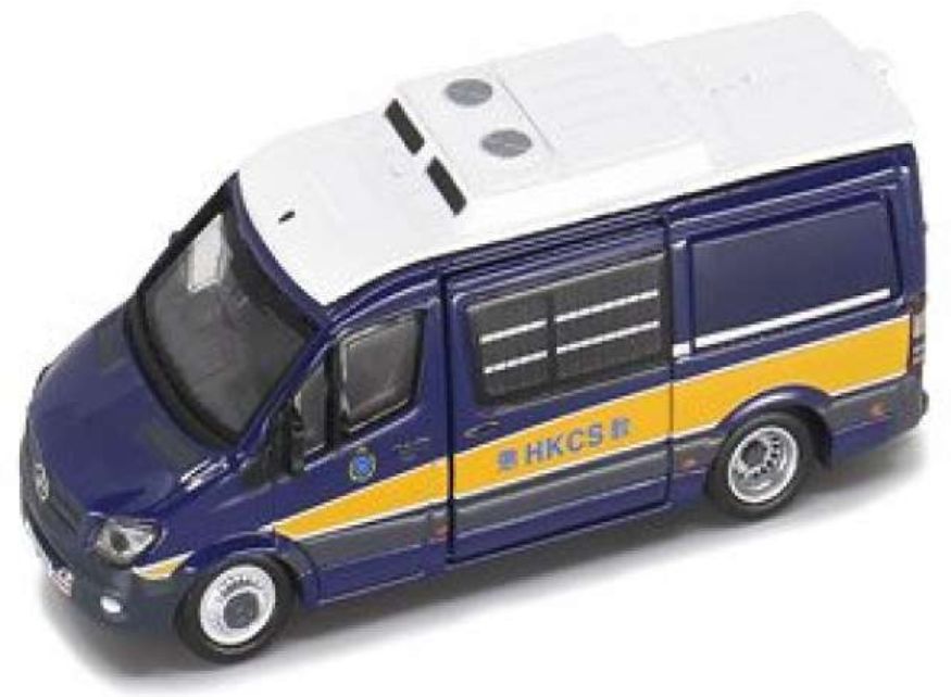Available to Order – Mercedes Benz Sprinter FL HKCS White/Blue 1:76 (TNY 64802)