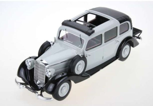 Available To Order – Mercedes 260D Pullman Landaulet 1936 Open Top + Closed Back Grey w/Black Interior 1:18 Triple 9 Model (TRN R1800105)