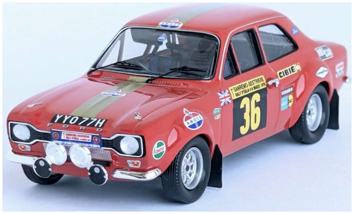 Available To Order – Ford Escort Mk1 Sanremo Rally 1970 David Sutton/Peter O'Gorman 1:43 (TRO RRIT016)