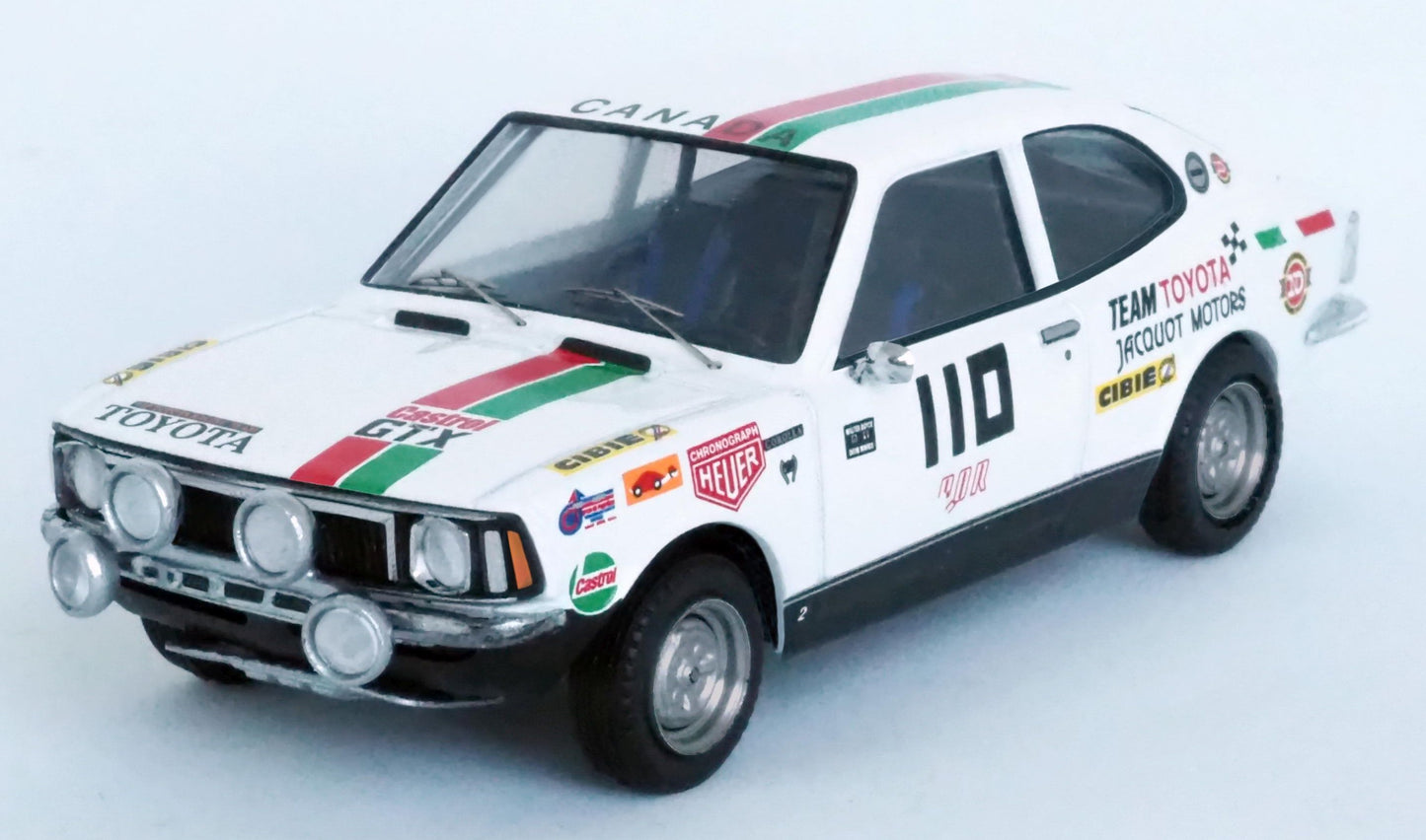 Available To Order – Toyota Corolla Levin 1st 'Press-on- Regardless' Rally 1973 W.Boyce/D. Woods 1:43 (TRO RRUS06)