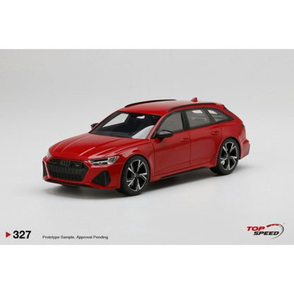 Available To Order – Audi RS 6 Avant Carbon Black Tango Red 1:18 Top Speed Model Car (TS0327)